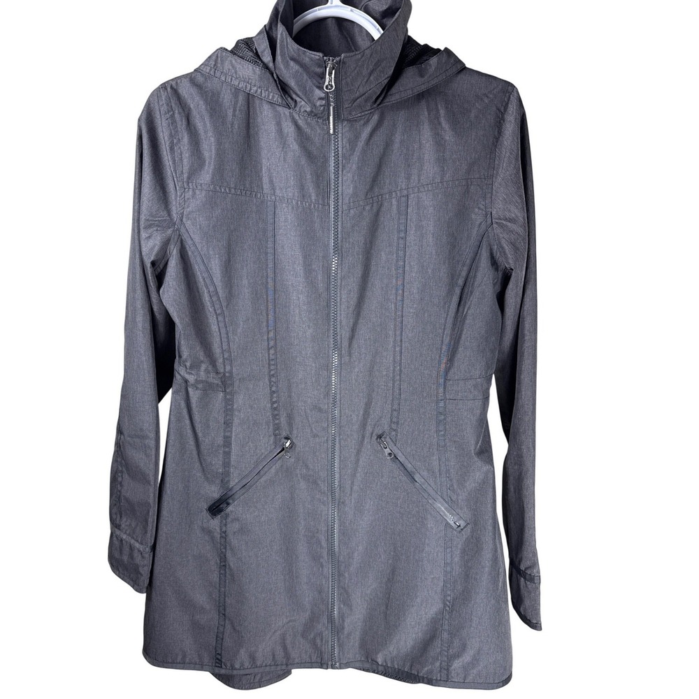 Mondetta Gray Hooded Windbreaker Jacket Full Zip Mesh Lined Size S